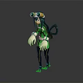 Game and Movie Character With Green Black Outfit Goggles Long Hair And Tight Suit