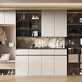 Modern Entryway Hallway Design With White Cabinets Storage Hooks Decor Shelves Green Plant And Bench