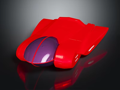Shiny Red And Purple Futuristic Toy Car With Streamlined Body Design 3d model