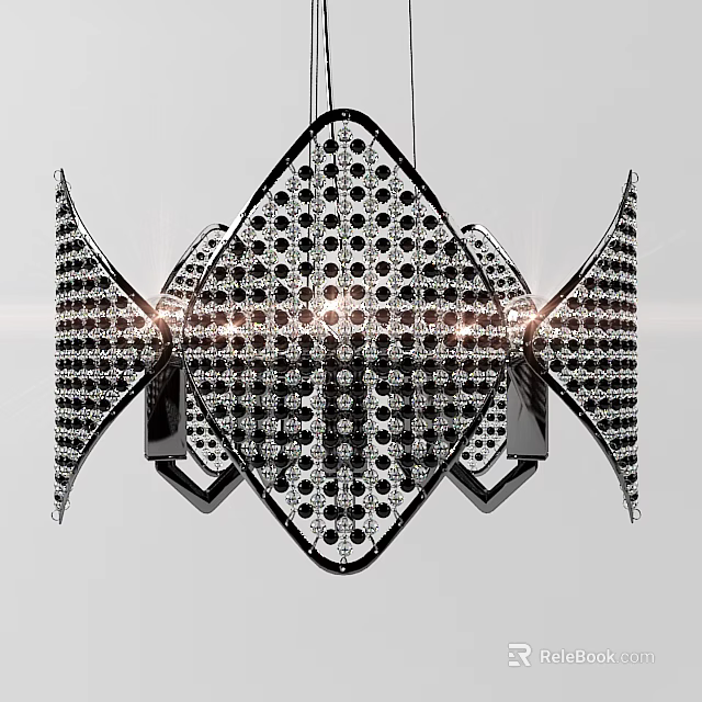 Modern Luxury Crystal Chandelier With Diamond Shaped Design And Sparkling Crystals 3d model 