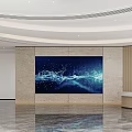 Modern Reception Desk Space With Digital Wall Art And Wooden Panel Decor