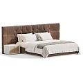 Elegant Double Bed Featuring Upholstered Headboard Nightstand Soft Bedding And Multiple Color Options 3d model