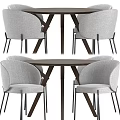 Modern Dining Table And Chair Set Featuring Gray Upholstered Chairs And Wooden Table