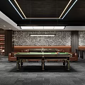 Modern Billiard Room Interior With Pool Table And Leather Sofa