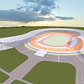 Modern Outdoor Stadium With Running Track Green Field For Fitness Activities