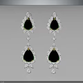 Exquisite Layered Teardrop Earrings With Black Gemstone And White Crystal Accents For Elegant Fashion Accessory