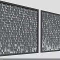 Contemporary Feature Wall With Black Frames And Silver White Square Tiles In Patterned Design
