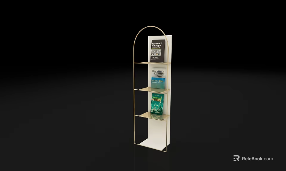 Minimalist White Shelving Unit With Metal Frame And Multiple Storage Tiers For Books 3d model 