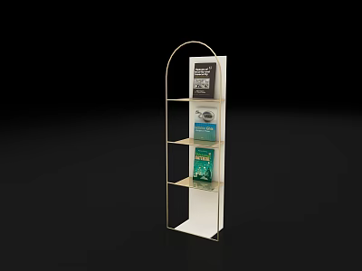 Minimalist White Shelving Unit With Metal Frame And Multiple Storage Tiers For Books 3d model