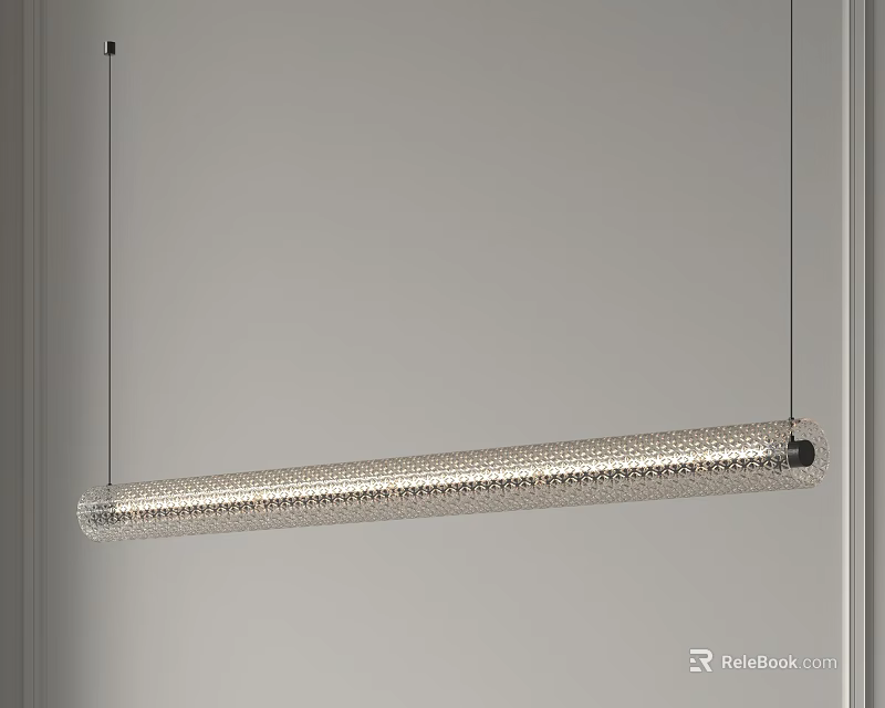 Stylish Cylindrical Pendant Light With Textured Metallic Surface For Modern Interiors 3d model 