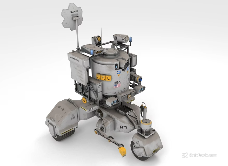 Robotic Utility Vehicle For Scientific Exploration With Mechanical Arms Wheels And Communication Antenna 3d model 