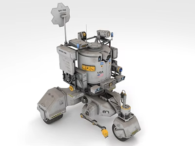 Robotic Utility Vehicle For Scientific Exploration With Mechanical Arms Wheels And Communication Antenna 3d model