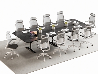 Modern Meeting Table and Chair Office Desk and Chair 3d model