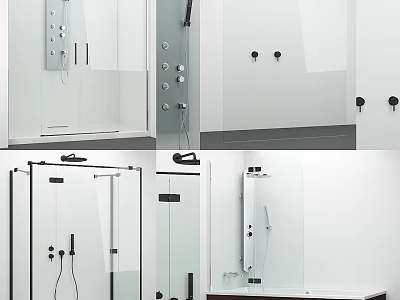 Modern Shower Sauna Design With Glass Doors Control Panels And Storage Fixtures 3d model