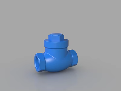 Detailed Blue Industrial Valve 3D Model Mechanical Component For Pipeline 3d model