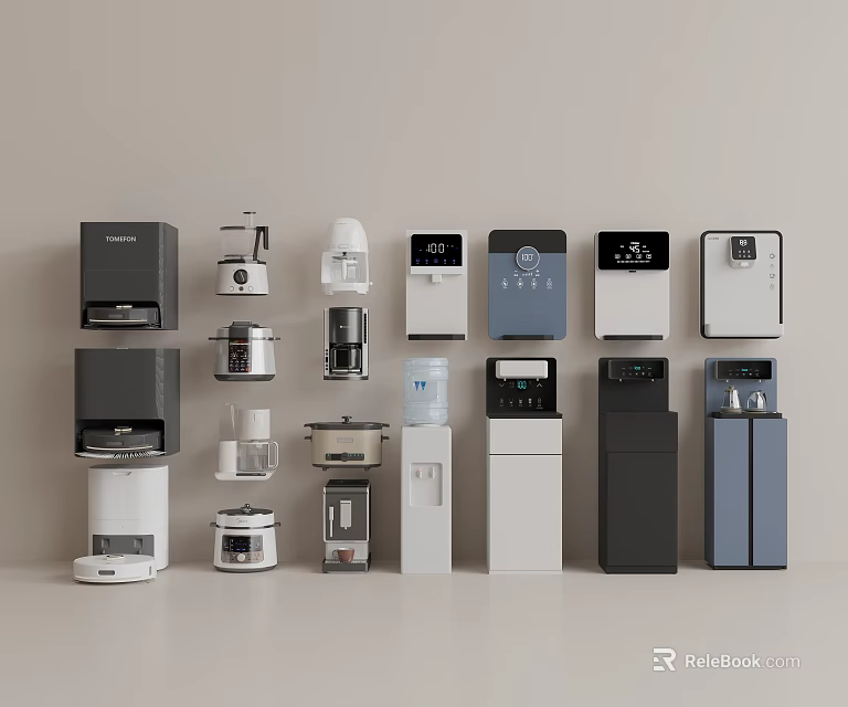 Modern Kitchen Appliances Display With Various Types And Stylish Designs 3d model 