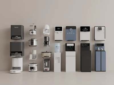 Modern Kitchen Appliances Display With Various Types And Stylish Designs 3d model