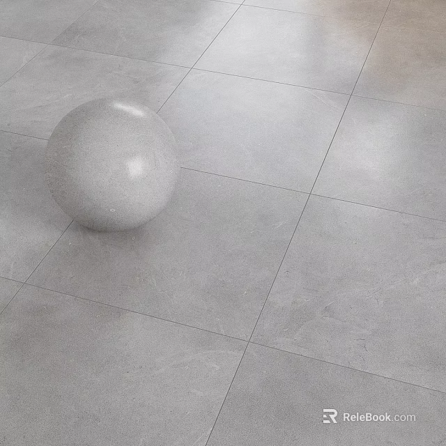 Modern Gray Floor Tiles With Textured Surface And White Sphere On The Ground 3d model 