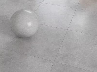 Modern Gray Floor Tiles With Textured Surface And White Sphere On The Ground 3d model