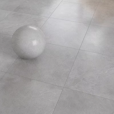 Modern Gray Floor Tiles With Textured Surface And White Sphere On The Ground 3d model