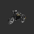 Black Classic Motorcycle With Yellow Accents And Chrome Details On Dark Background