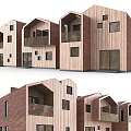 Modern Detached House Design With Wooden Exterior Balconies And Large Windows