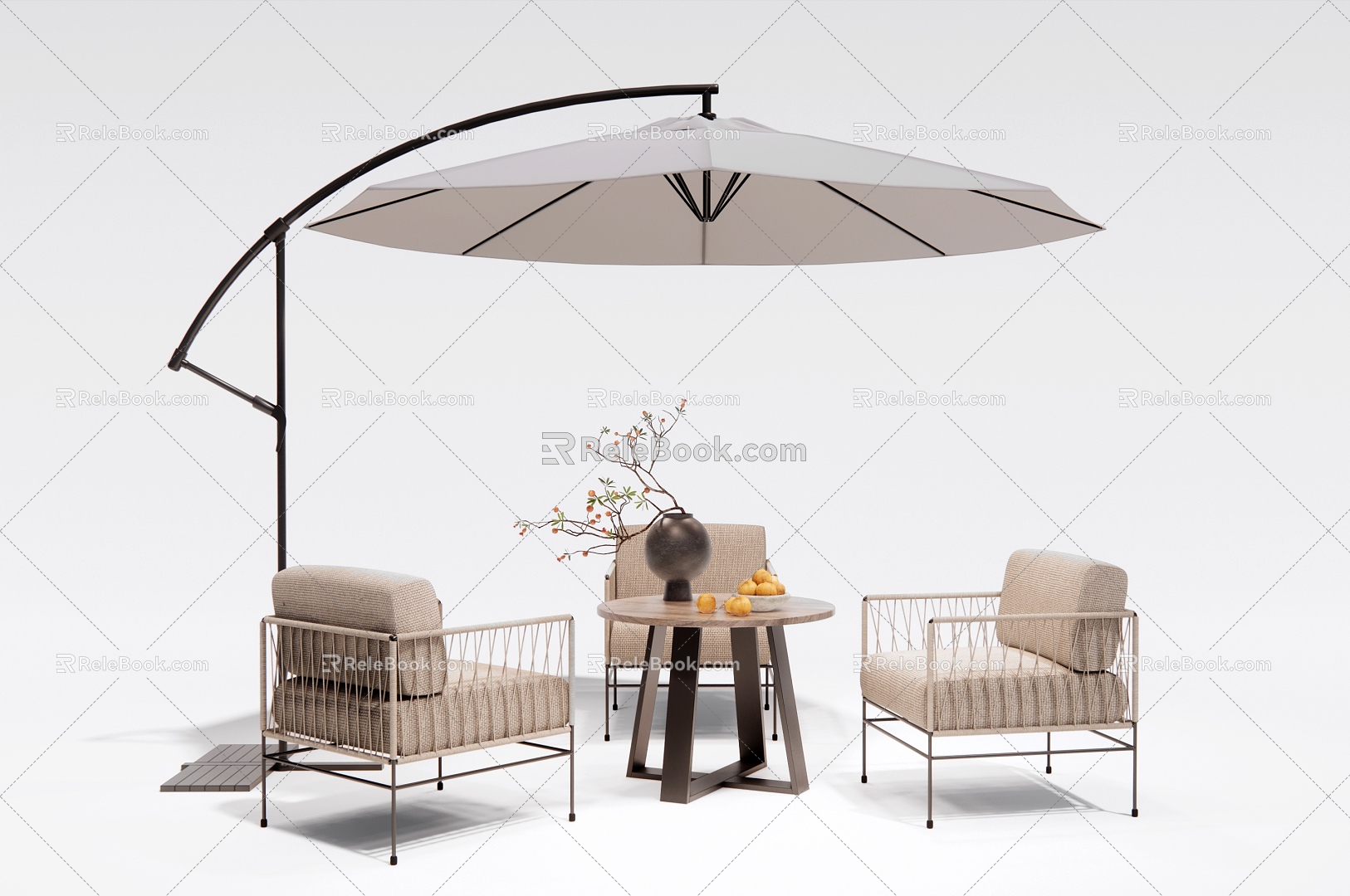 Modern Outdoor Table and Chair Leisure Table and Chair Outdoor Chair Sun Umbrella 3d model