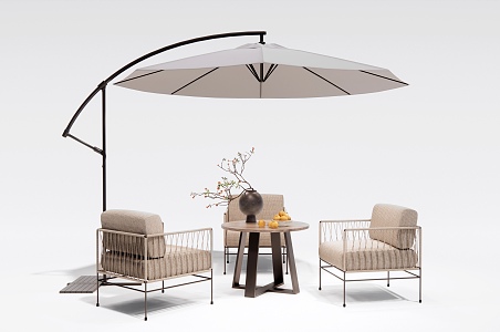 Modern Outdoor Table and Chair Leisure Table and Chair Outdoor Chair Sun Umbrella 3d model