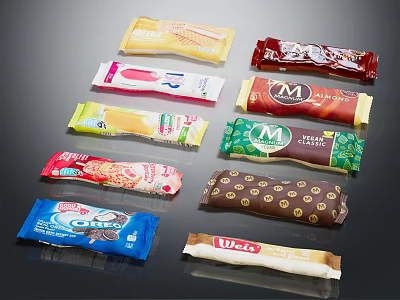 Assorted Packaged Snack Bars With Chocolate And Flavored Varieties 3d model