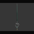 Green Decorative Sword with Intricate Metal Hilt and Curved Blade Design