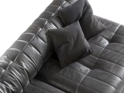 Modern Sectional Leather Sofa with Tufted Design and Accent Pillows 3d model