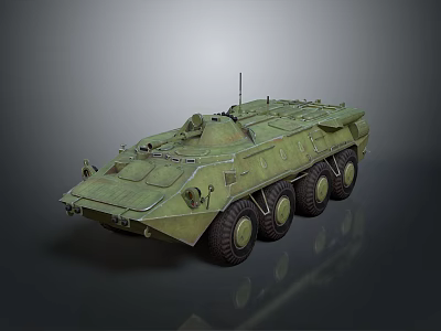 Military Armored Wheeled Vehicle with Green Tactical Design Antenna and Durable Body 3d model