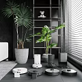 Smart Daily Appliances In Modern Living Room With Plants