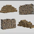 Natural Stone And Wood Stacked Piles With Various Shapes For Home Decor