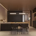 Modern Living Dining Room Interior With Neutral Tones TV Wall And Storage Shelves