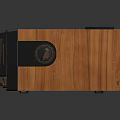Wooden Top And Black Front Panel Headphone Speaker System With Control Buttons 3d model