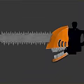 Orange Chainsaw With Black Handle Sharp Blade And Teeth Like Design 3d model