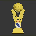 Golden Trophy Shaped Furniture Decor With Soccer Ball Design And Badge