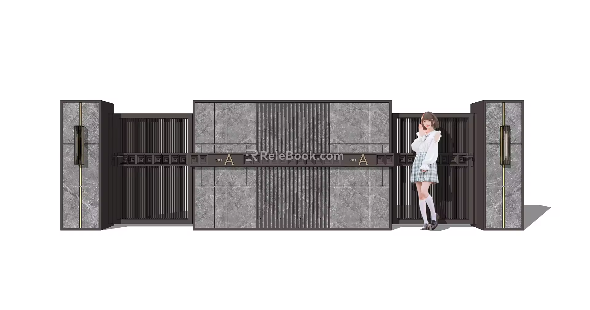 New Chinese-style Gate Courtyard Entrance Gate 3d model