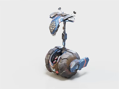 Smart Machine With Large Wheels Mechanical Arm Sensors And Robotic Structure 3d model