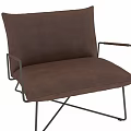 Elegant Brown Leather Leisure Chair with Modern Metal Frame and Comfortable Seat