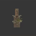 Modern Outdoor Brick Structure With Water Faucet And Small Decorative Plant