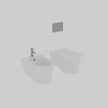White Wall Mounted Toilets With Control Panel On Dark Bathroom Wall