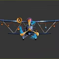 Colorful Cosmic Space Themed Biplane With Purple Orange Decorations And Space Exploration Design