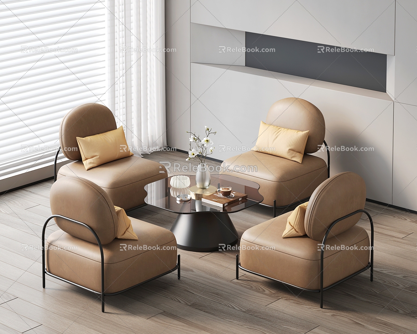 Modern negotiation table and chair negotiation sofa leisure table and chair 3d model