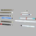 Different Types Of Military Missiles With Various Colors And Modern Designs