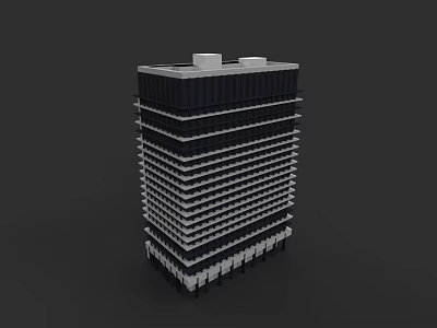 Modern High Rise Building With Glass Facade And Multiple Floors In Urban City Architecture 3d model