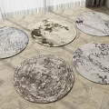 Various Round Rugs With Abstract Patterns On Wooden Floor For Modern Decor 3d model