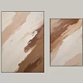 Two Abstract Paintings With Brown Beige Tones And Brushstroke Texture For Modern Home Decor