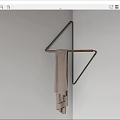 Wall Mounted Bathroom Shelf With Triangular Metal Frame And Wooden Rod Hanging Towel